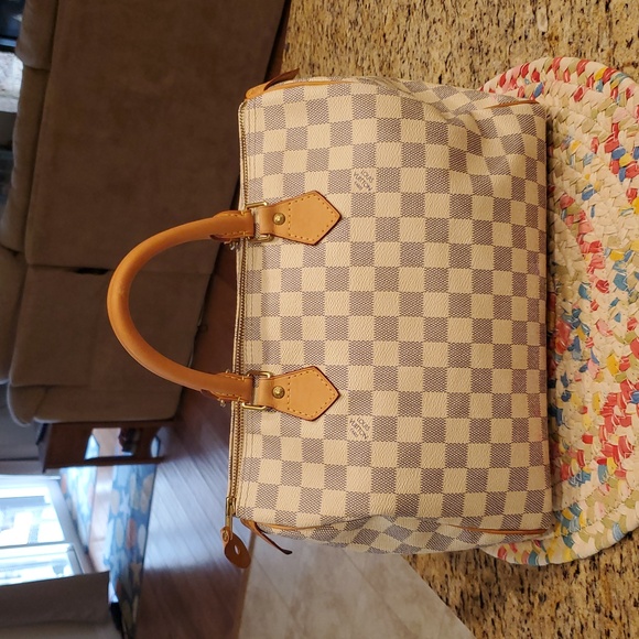 Authentic Louis Vuitton Damier Azur Speedy 30 & LV Dustbag SD1120 - Picture 3 of 13